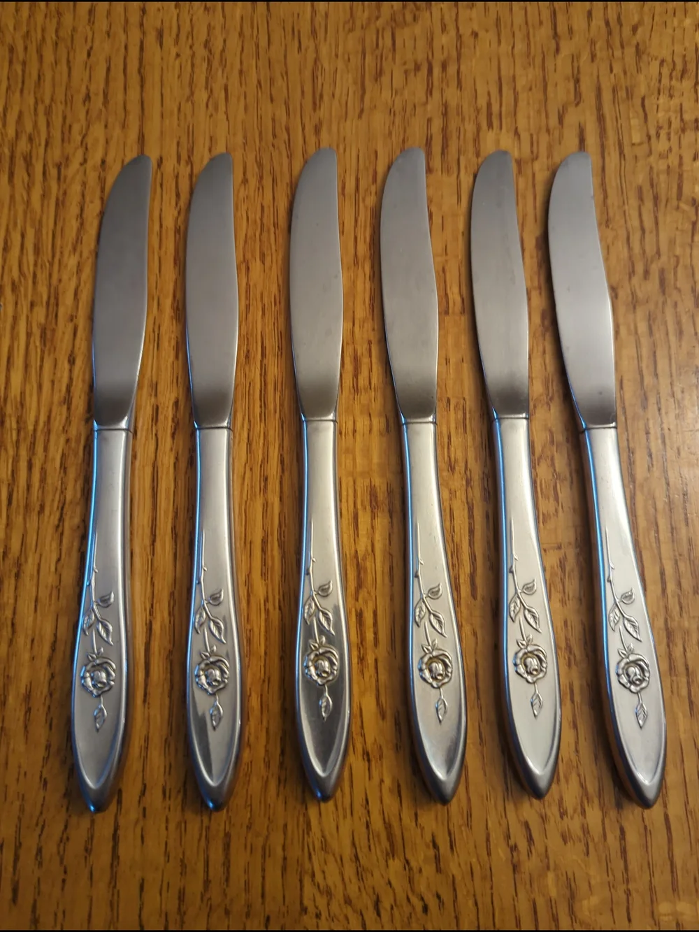 6 Knives  │Oneida │ Modern Hollow Knife │My Rose Pattern │Stainless